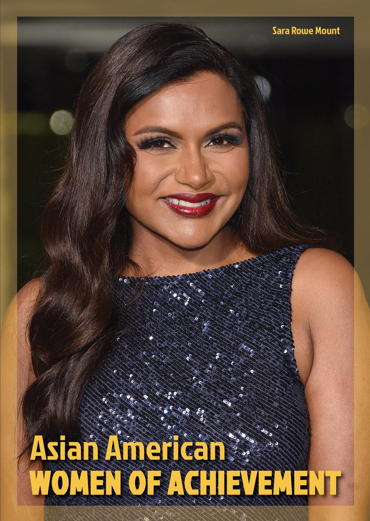 Book cover: Asian American Women of Achievement, a smiling woman in a navy sequined dress.