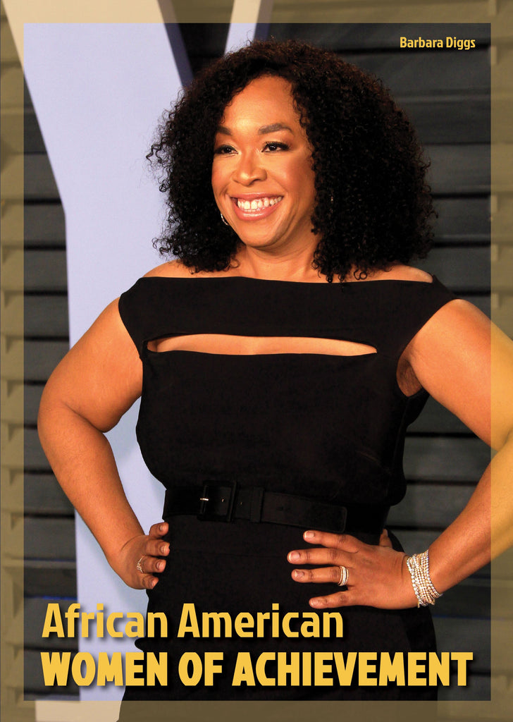 Smiling African American woman in a black off-shoulder dress at an event; Women of Achievement 6-book series.